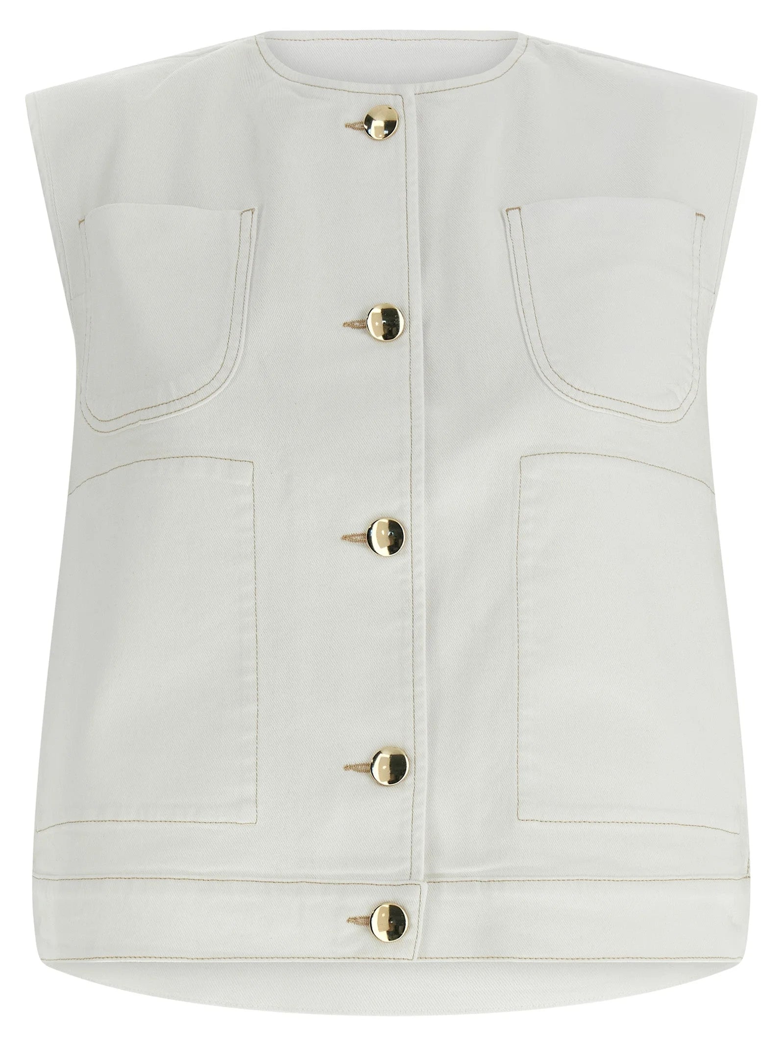 Fabiana Filippi White Cotton Sleeveless Jacket