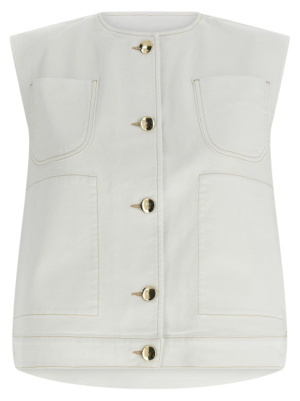 Fabiana Filippi White Cotton Sleeveless Jacket