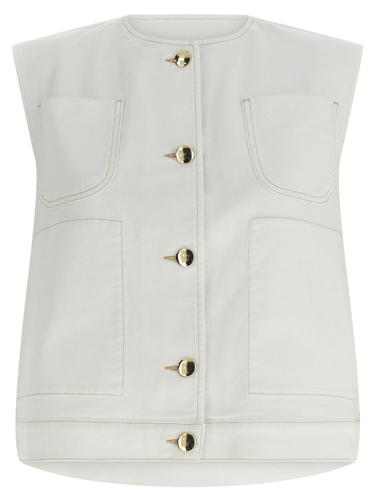 Fabiana Filippi White Cotton Sleeveless Jacket
