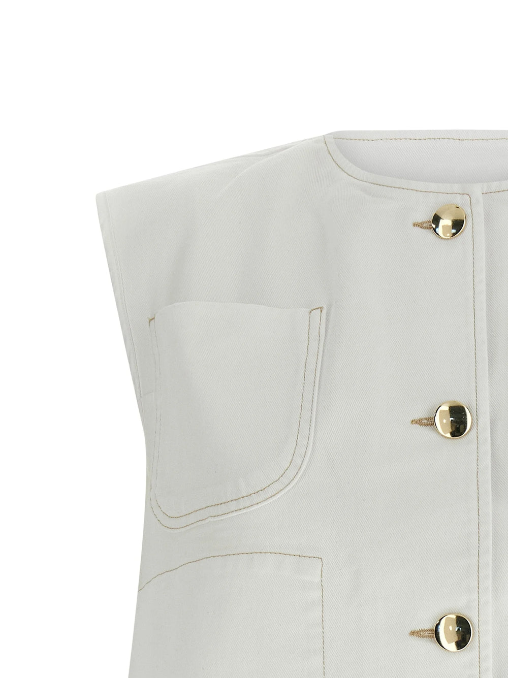 Fabiana Filippi White Cotton Sleeveless Jacket