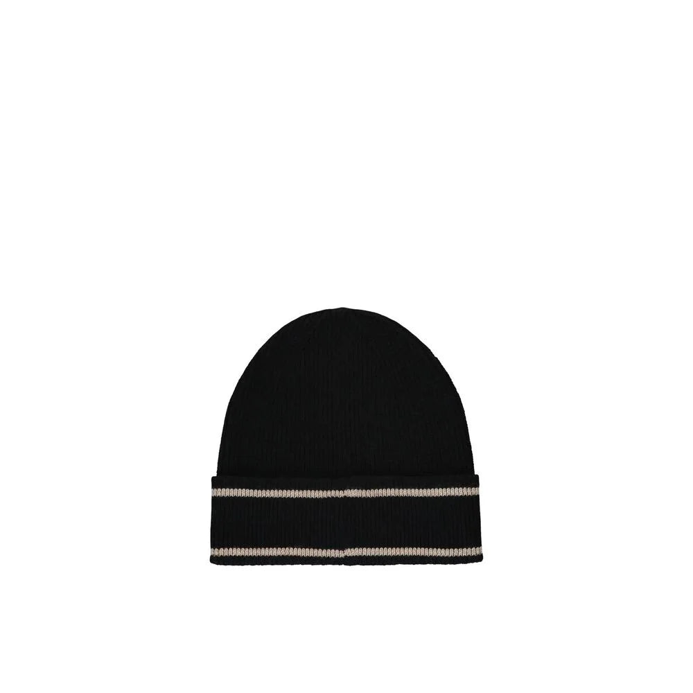 Balmain Black Merino Wool Beanie - UNI