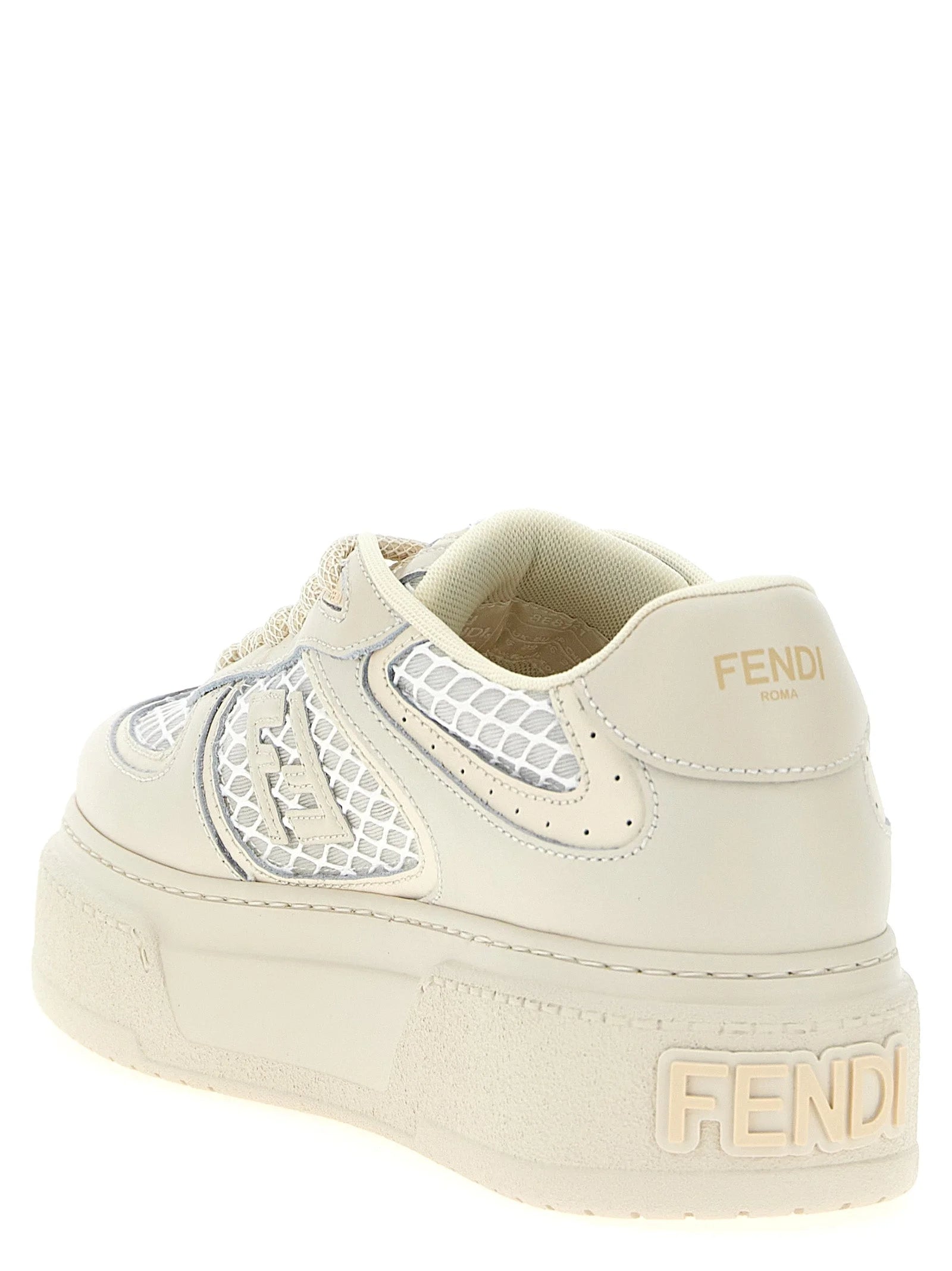 Fendi Beige Calfskin Platform Sneakers - EU39/US9