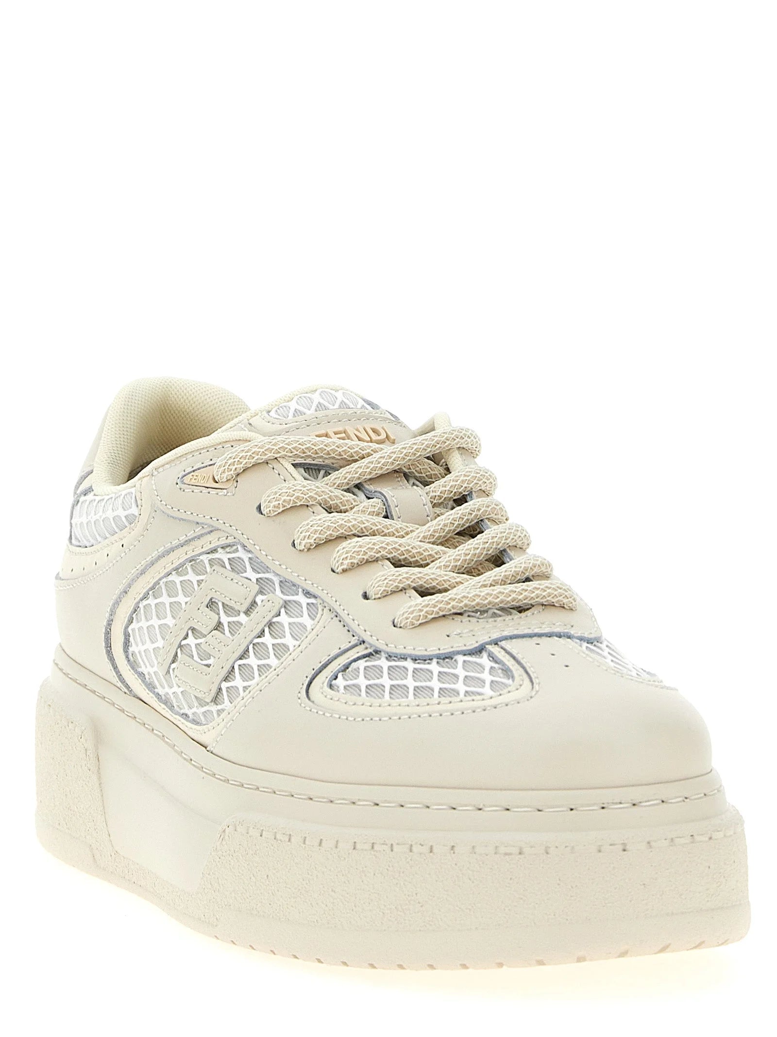 Fendi Beige Calfskin Platform Sneakers - EU39/US9