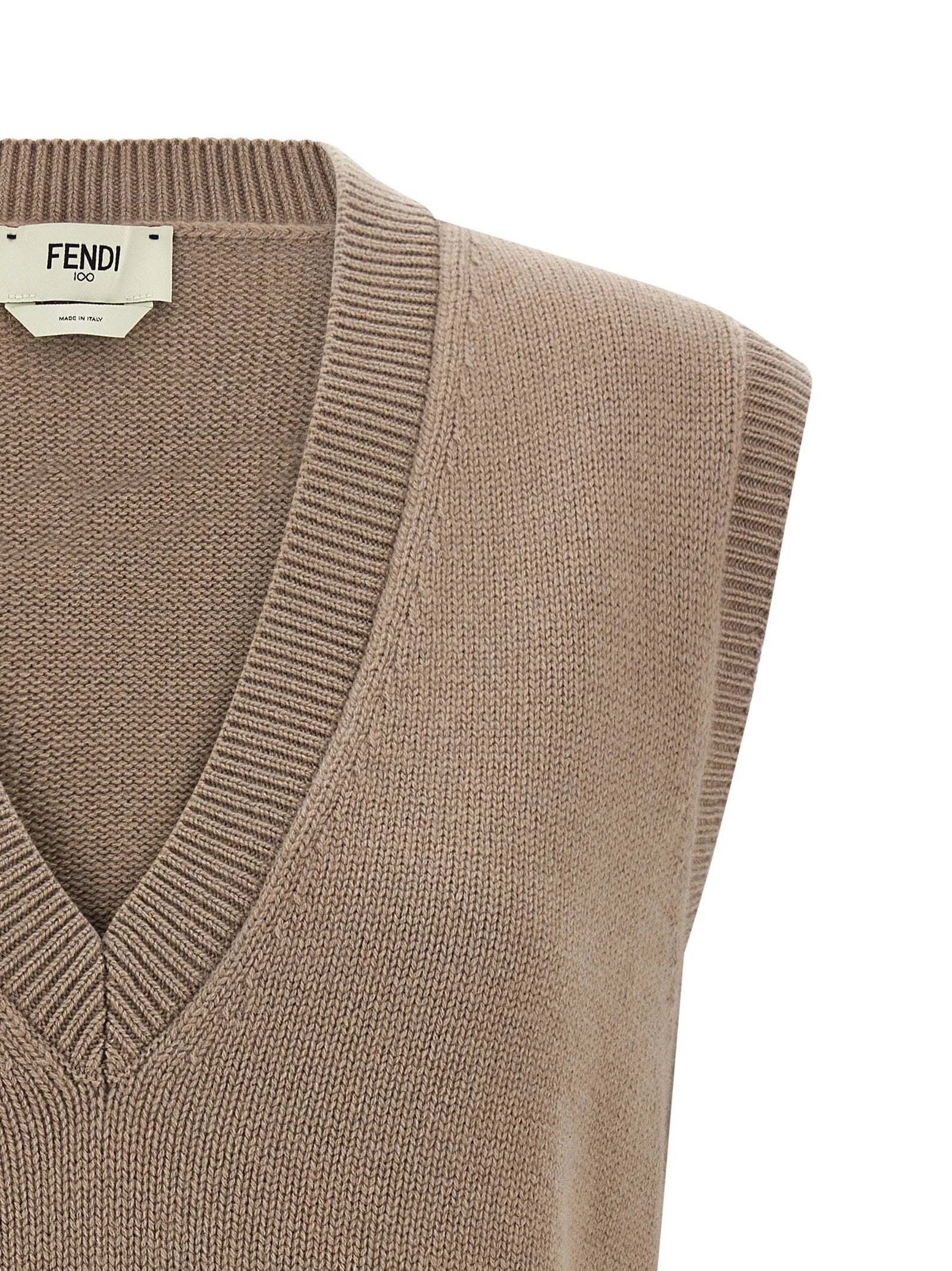 Fendi Beige Cashmere Sleeveless Jacket