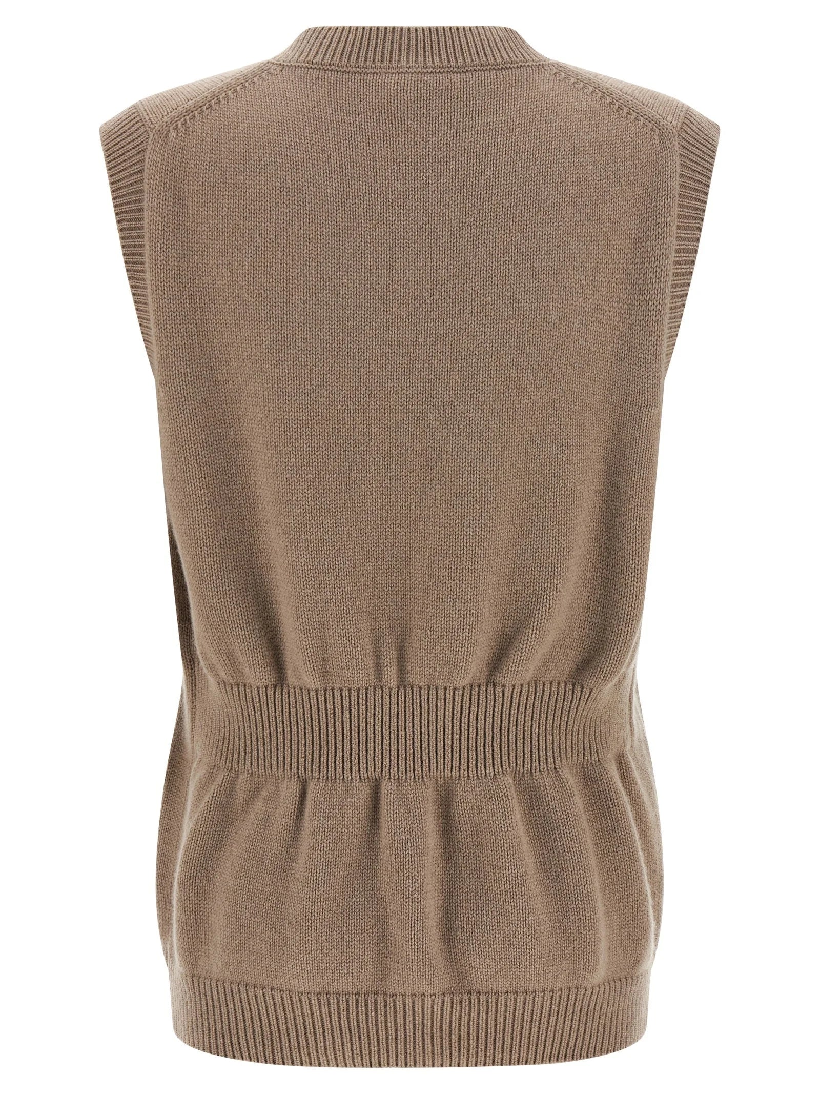 Fendi Beige Cashmere Sleeveless Jacket
