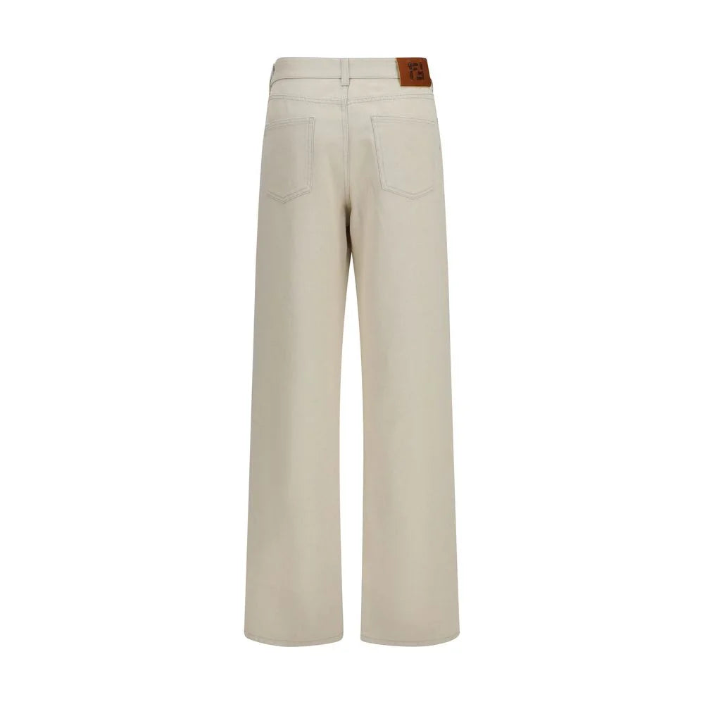 Jean Coupe Droite Beige en Coton Fendi - IT40 | M