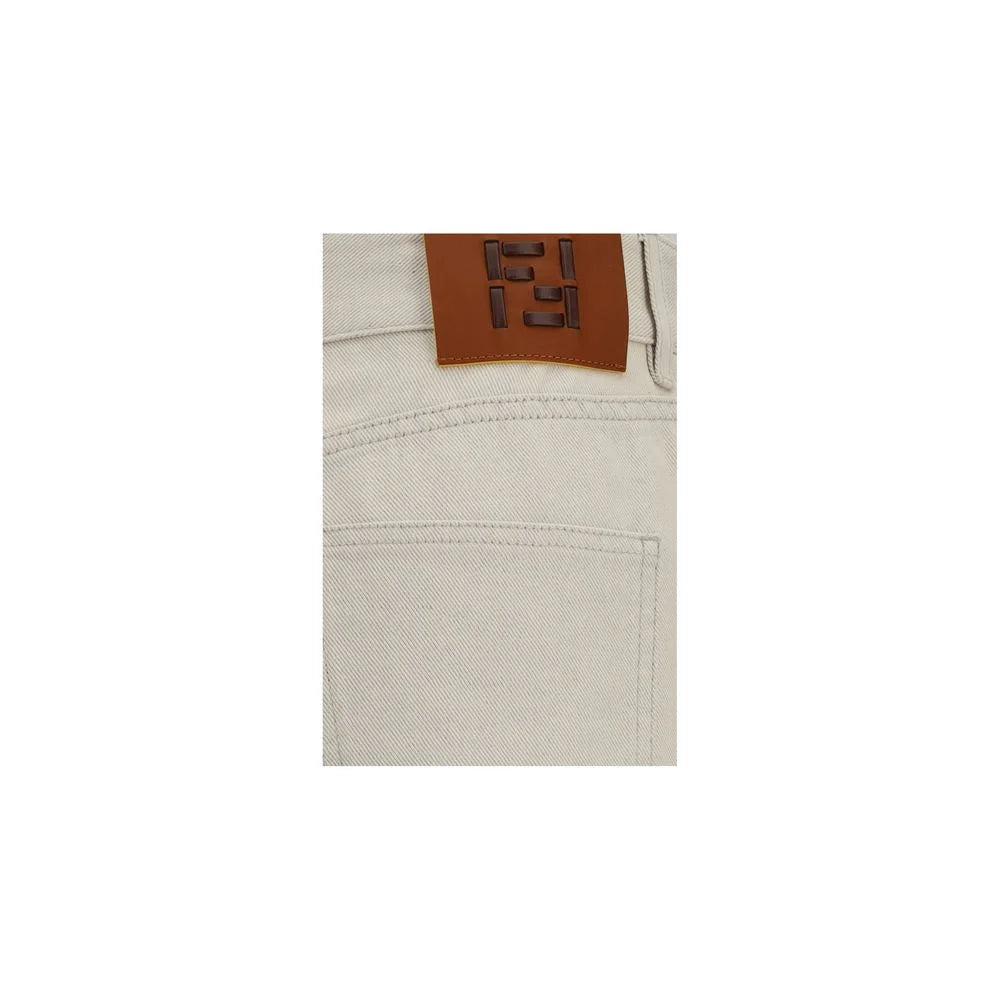 Jean Coupe Droite Beige en Coton Fendi - IT40 | M