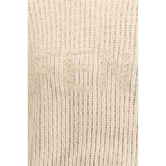 Fendi Beigefarbener Fleece-Pullover aus Wolle