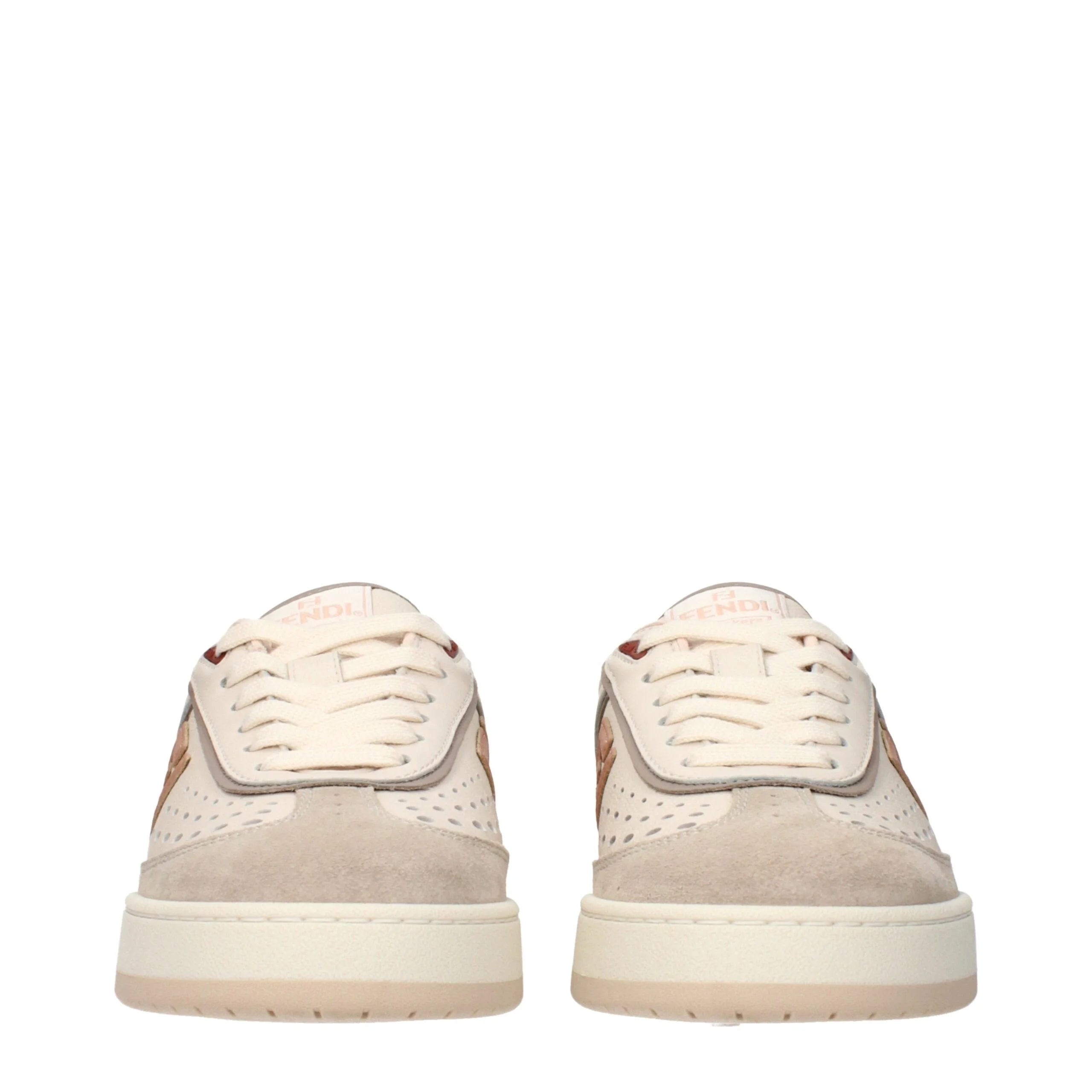 Fendi Beige Leather Low Tops