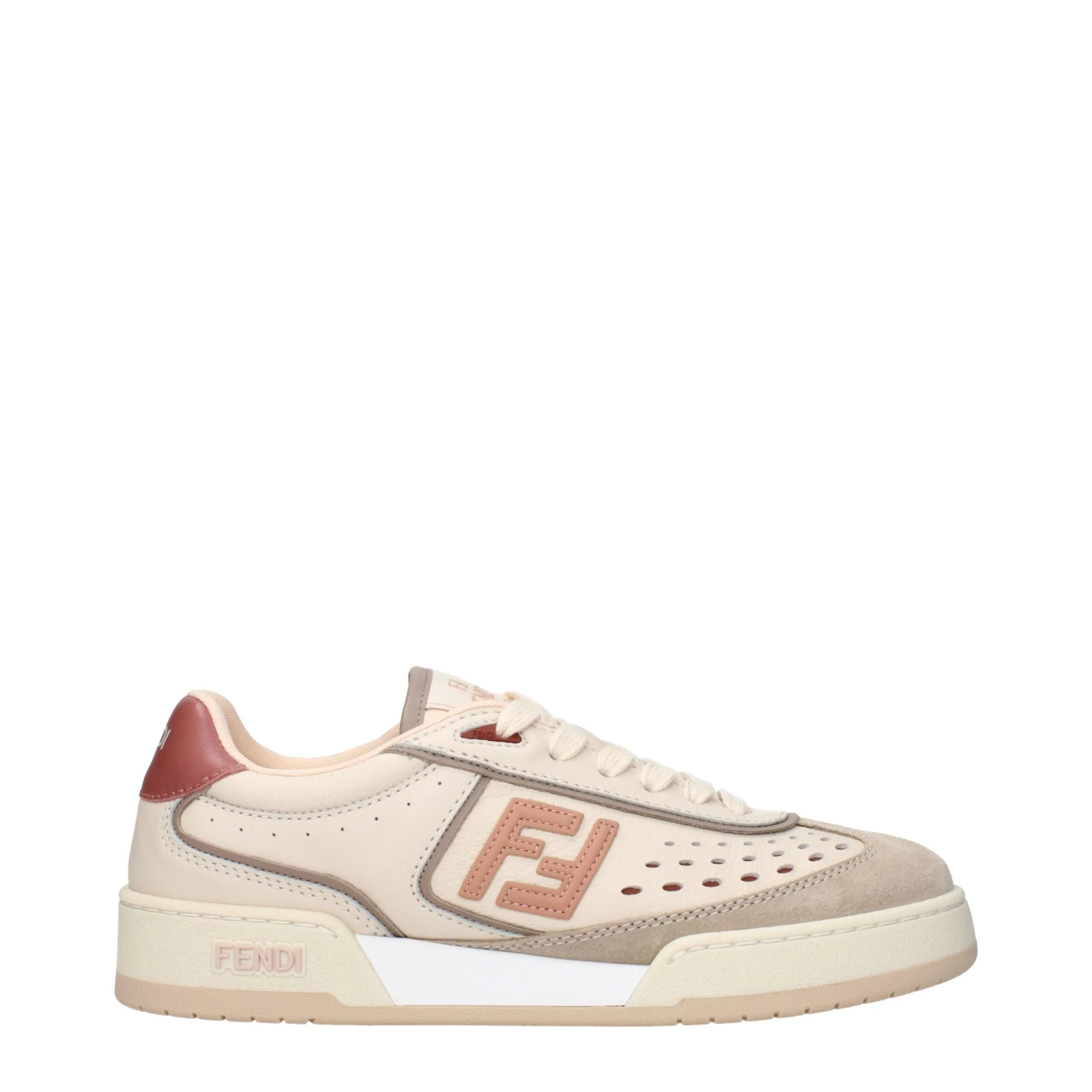 Fendi Beige Leather Low Tops