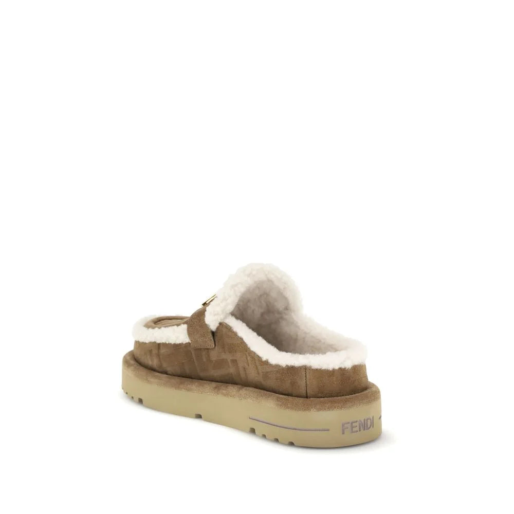 Fendi Beige Leather Mules