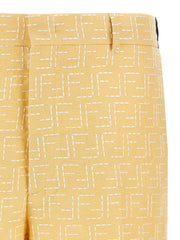Fendi Bicolor Linen Bermuda Shorts