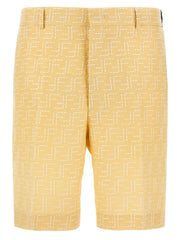 Fendi Bicolor Linen Bermuda Shorts