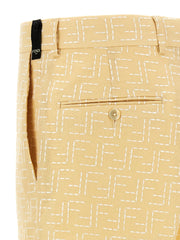 Fendi Bicolor Linen Bermuda Shorts