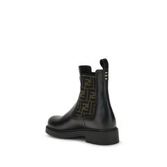 Fendi Black Calf Leather Bos Taurus Ankle Boots