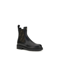 Fendi Black Calf Leather Bos Taurus Ankle Boots - EU36/US6