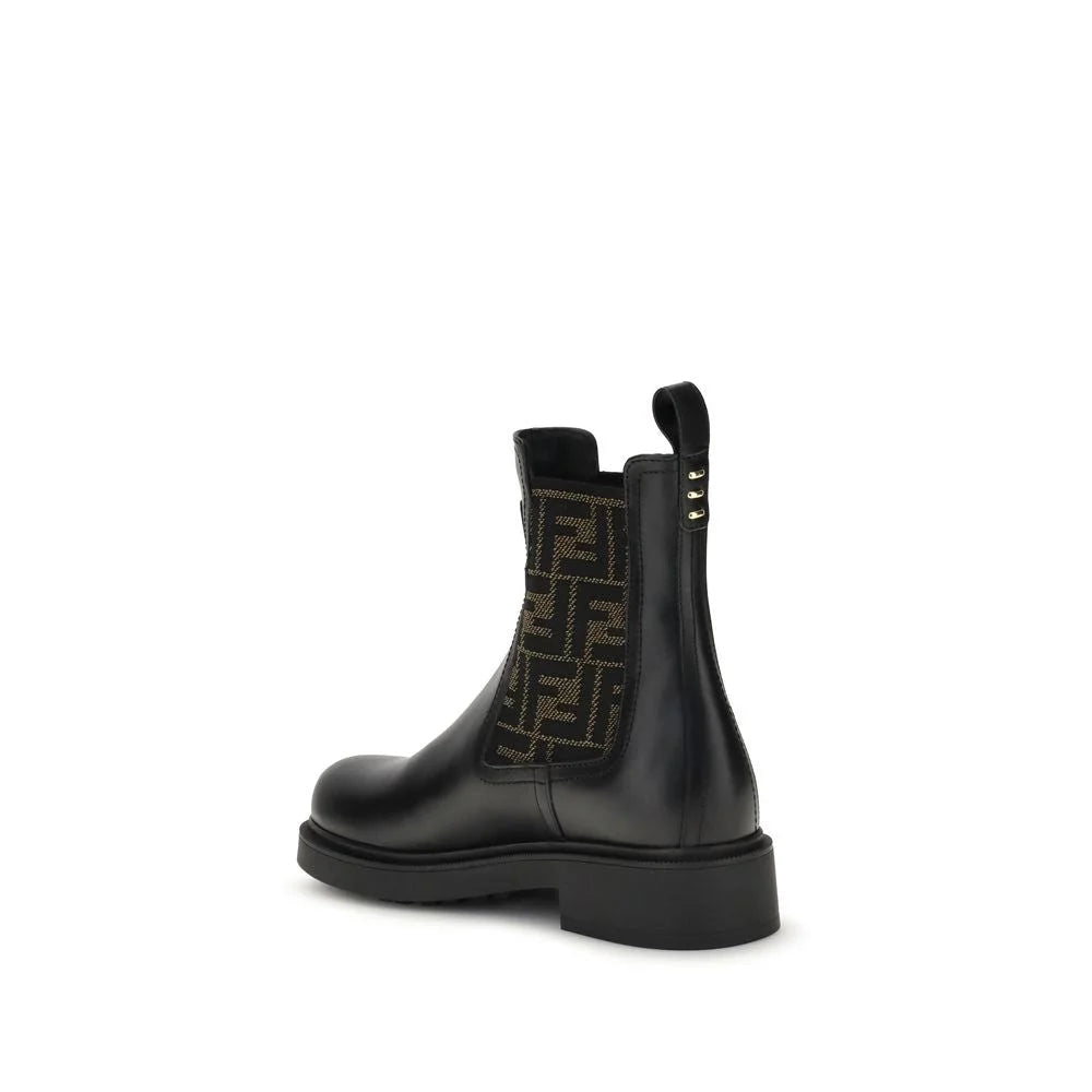 Fendi Black Calf Leather Bos Taurus Ankle Boots - EU36/US6