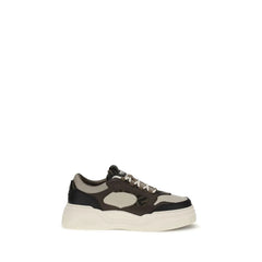 Fendi Black Calf Leather Bos Taurus Chunky Sneakers - EU41.5/US8.5