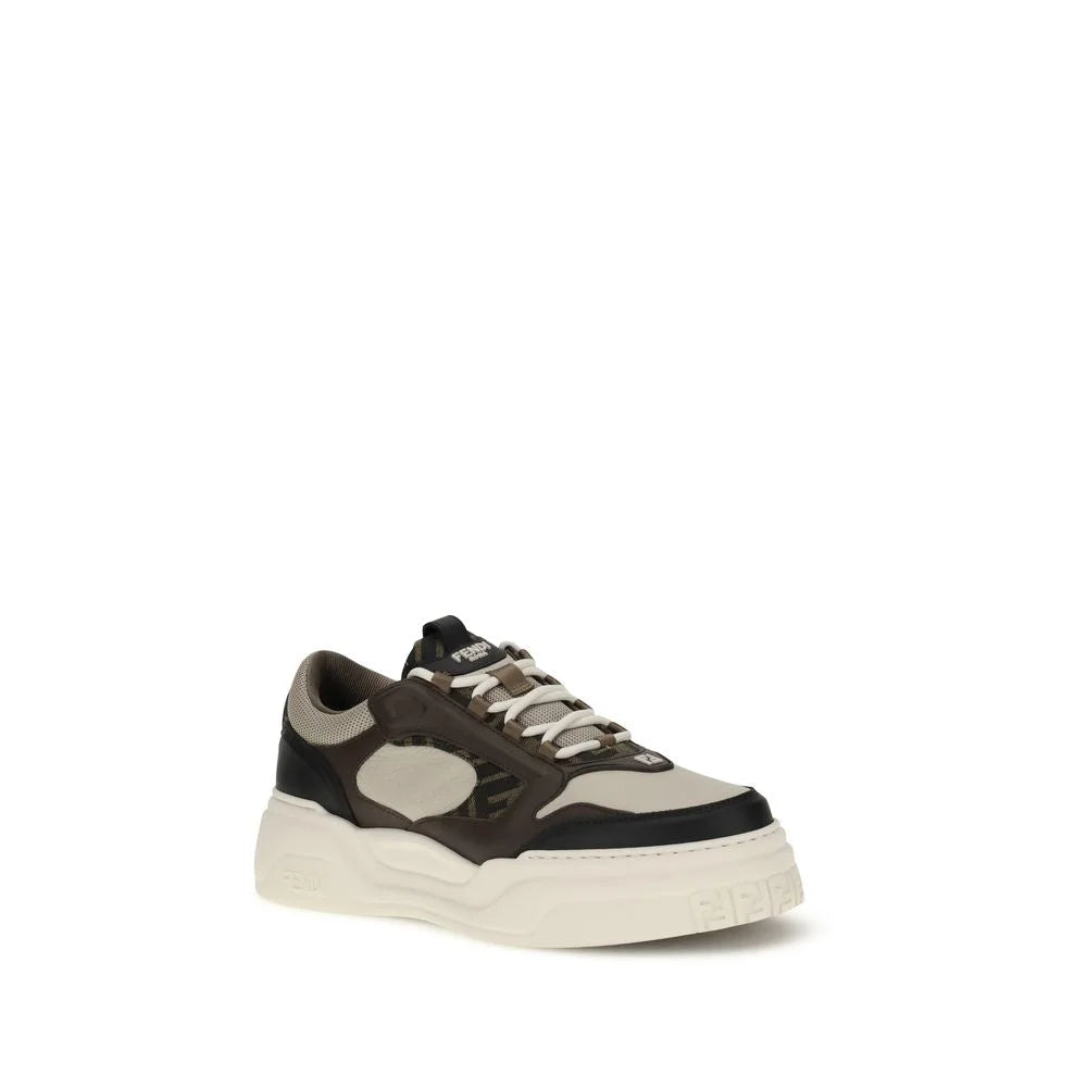 Fendi Black Calf Leather Bos Taurus Chunky Sneakers - EU41.5/US8.5