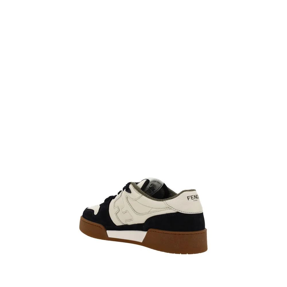 Fendi Black Calf Leather Bos Taurus Low Top Sneakers - Sneakers