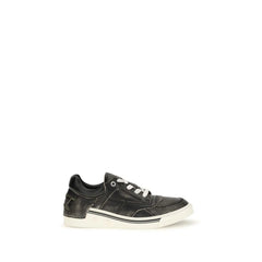 Fendi Black Calf Leather Bos Taurus Low Top Sneakers