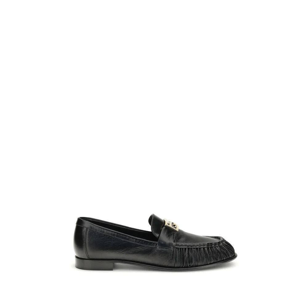 Fendi Black Calf Leather Bos Taurus Slip-On Loafers