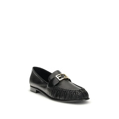Fendi Black Calf Leather Bos Taurus Slip-On Loafers