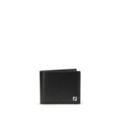 Portefeuille en cuir de veau noir Fendi