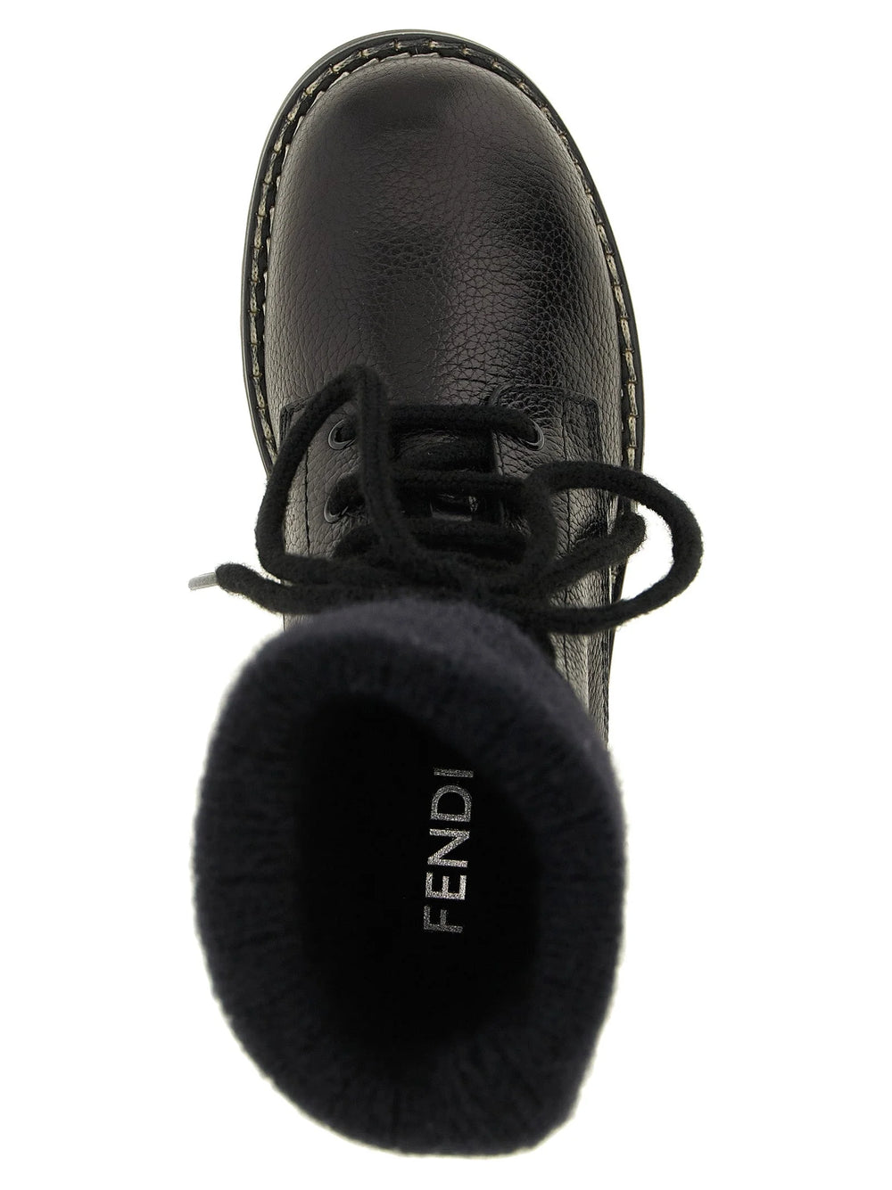 Fendi Black Calfskin Lace-Up Boots