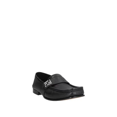 Fendi Black Calfskin Slip-On Loafers - EU44/US11