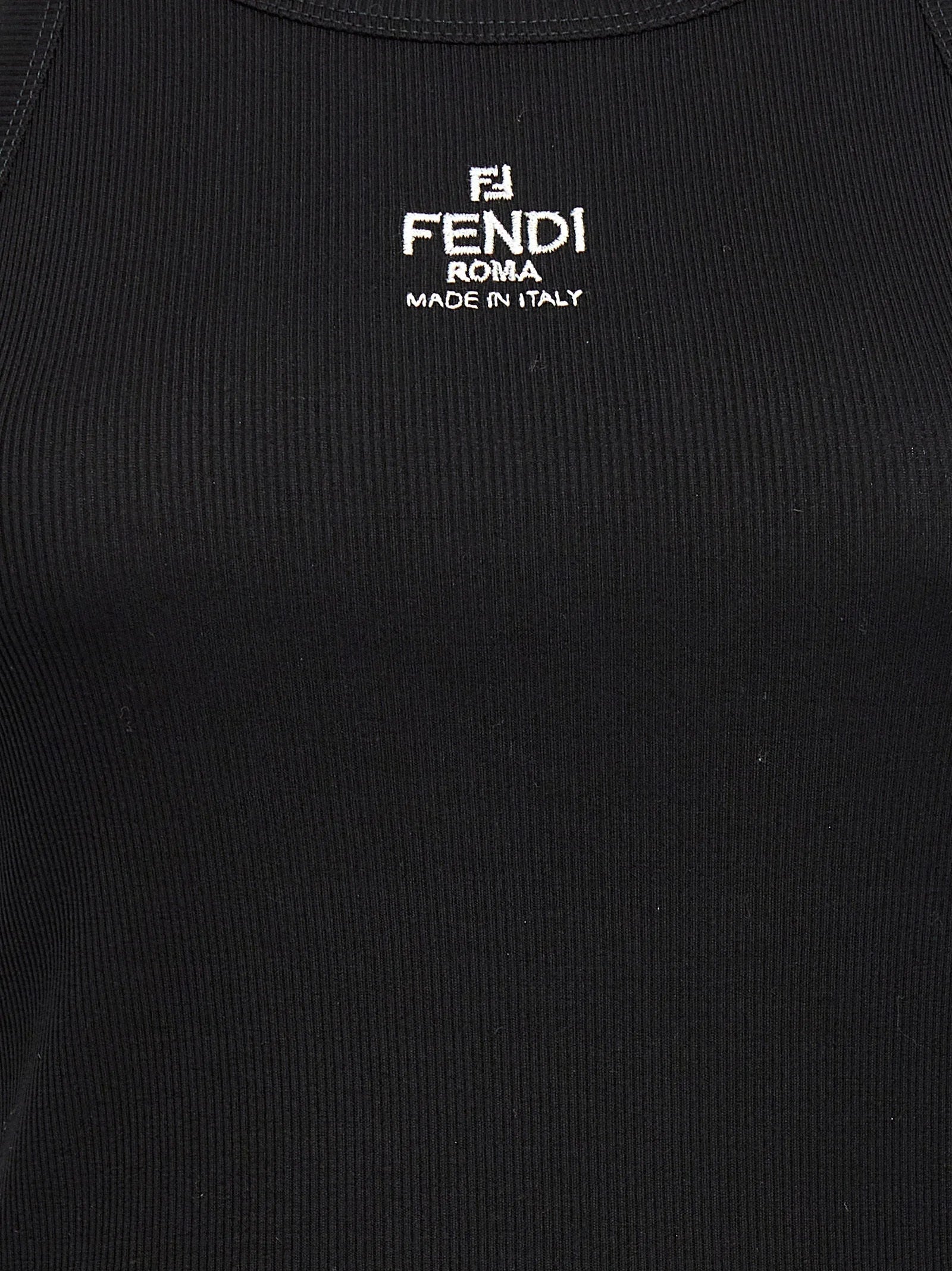 Fendi Black Cotton Sleeveles T-Shirt