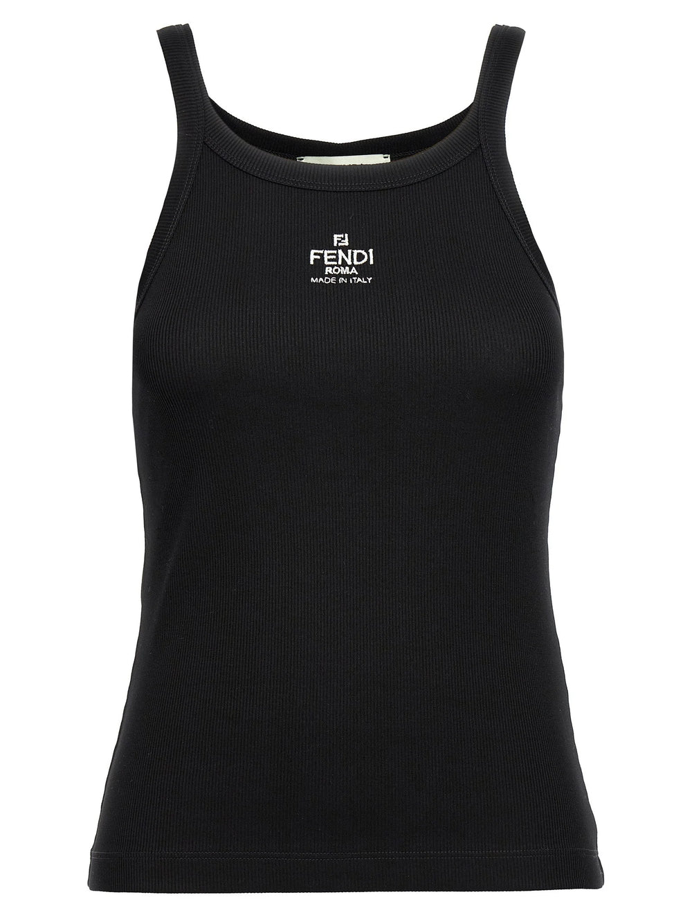 Fendi Black Cotton Sleeveles T-Shirt