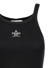 Fendi Black Cotton Sleeveles T-Shirt