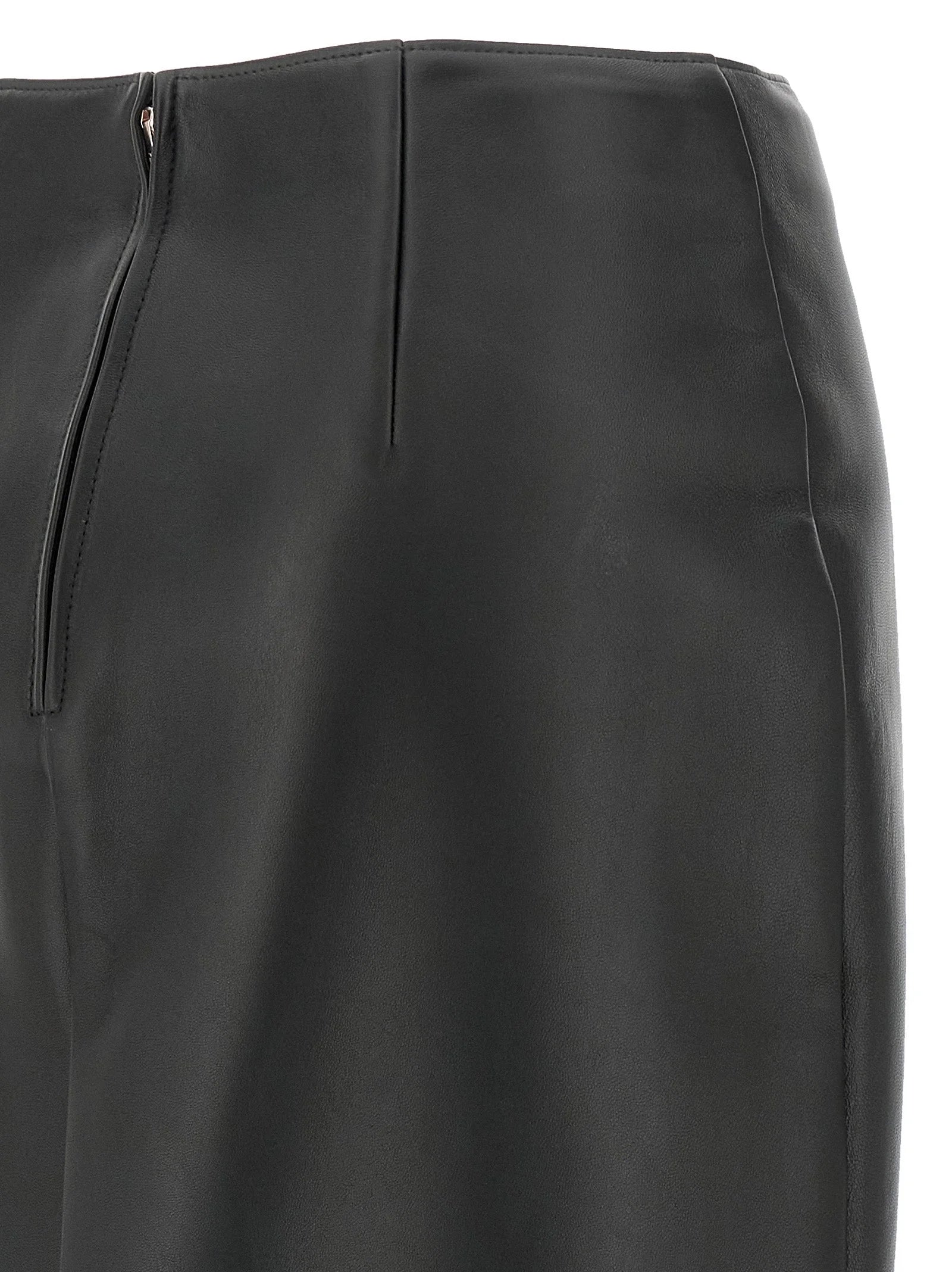 Fendi Black Lamb Leather Midi Skirt - IT38