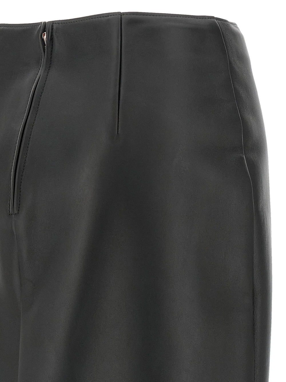 Fendi Black Lamb Leather Midi Skirt - IT38