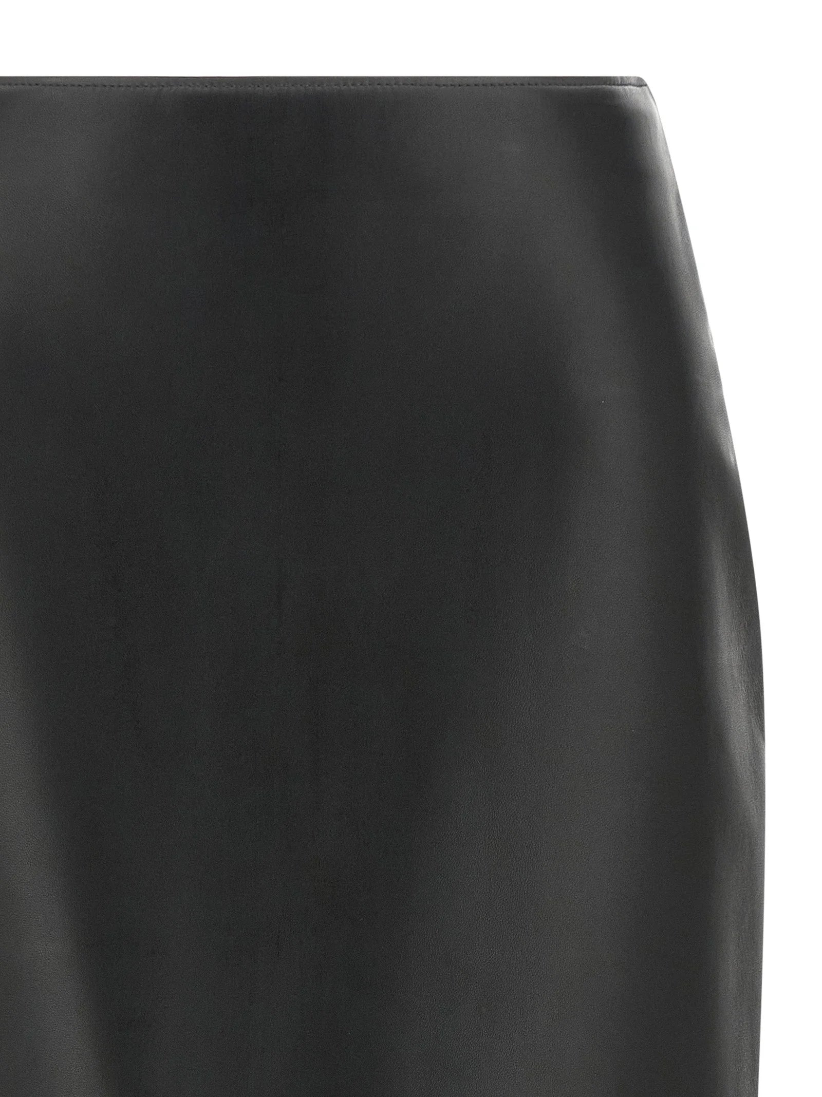 Fendi Black Lamb Leather Midi Skirt - IT38