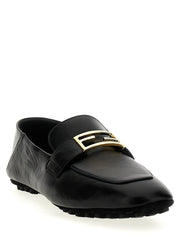 Fendi Black Lamb Leather Slip-On Loafers