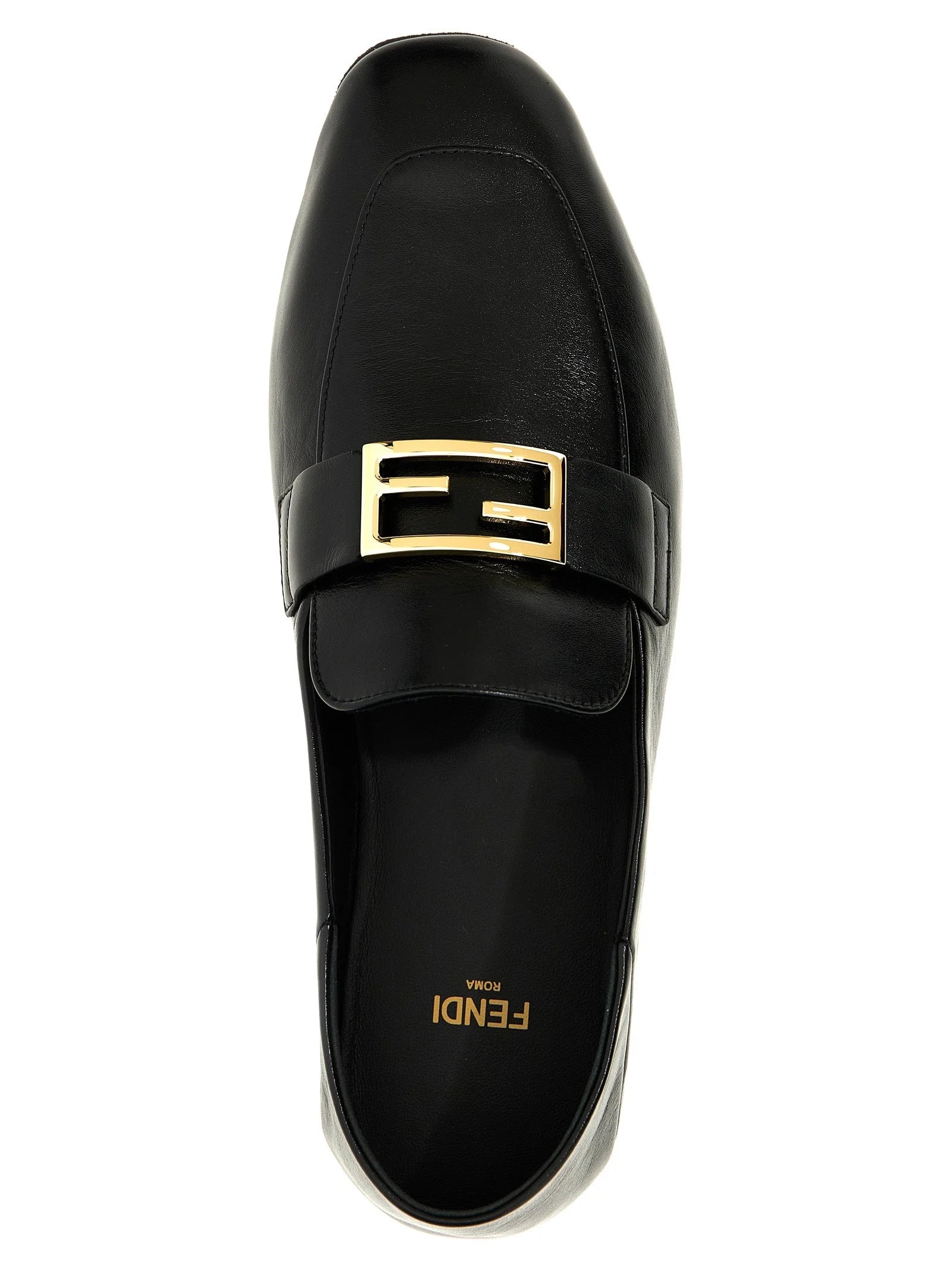 Fendi Black Lamb Leather Slip-On Loafers