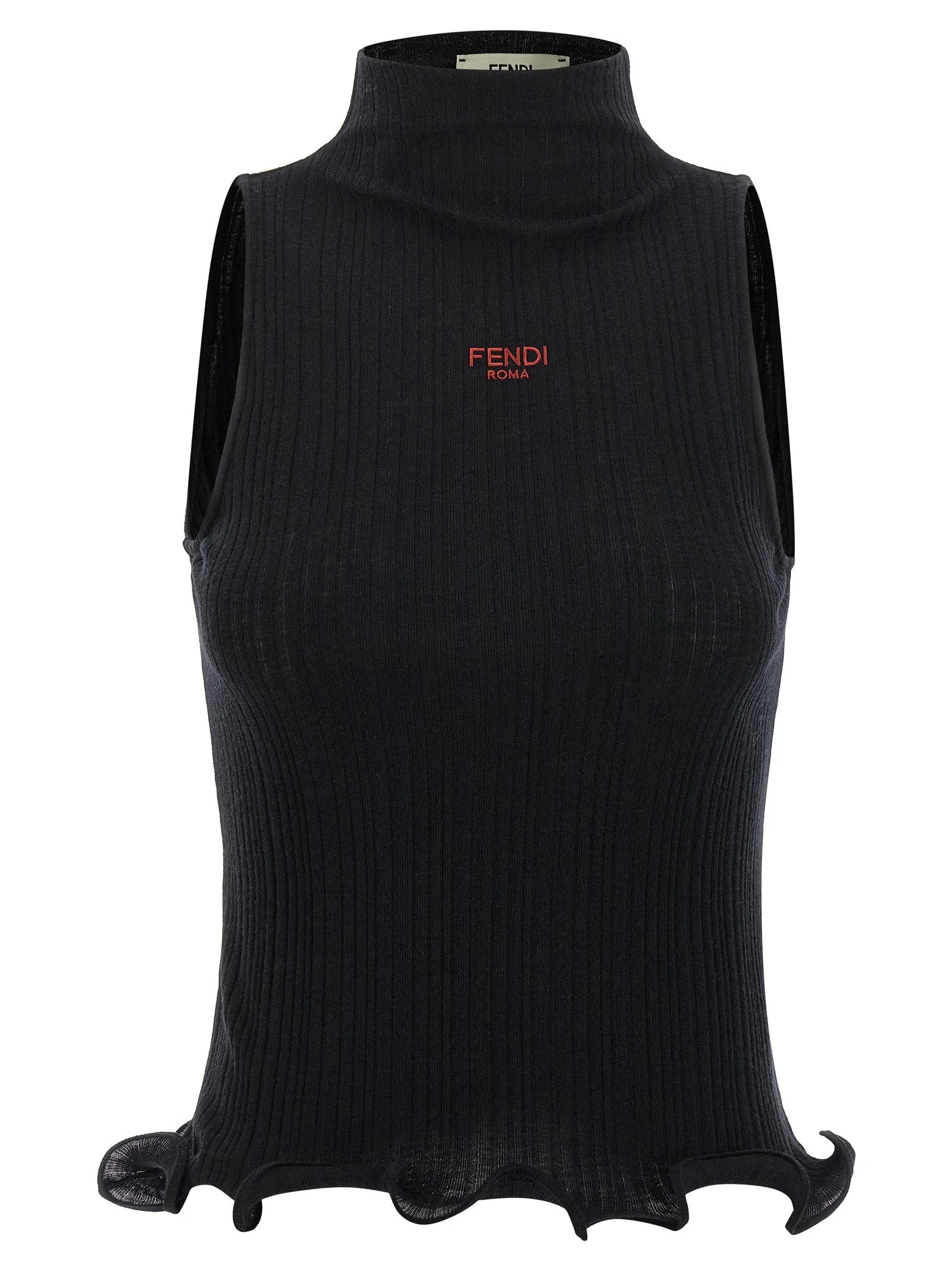 Fendi Black Polyester Sleeveles T-Shirt - IT42