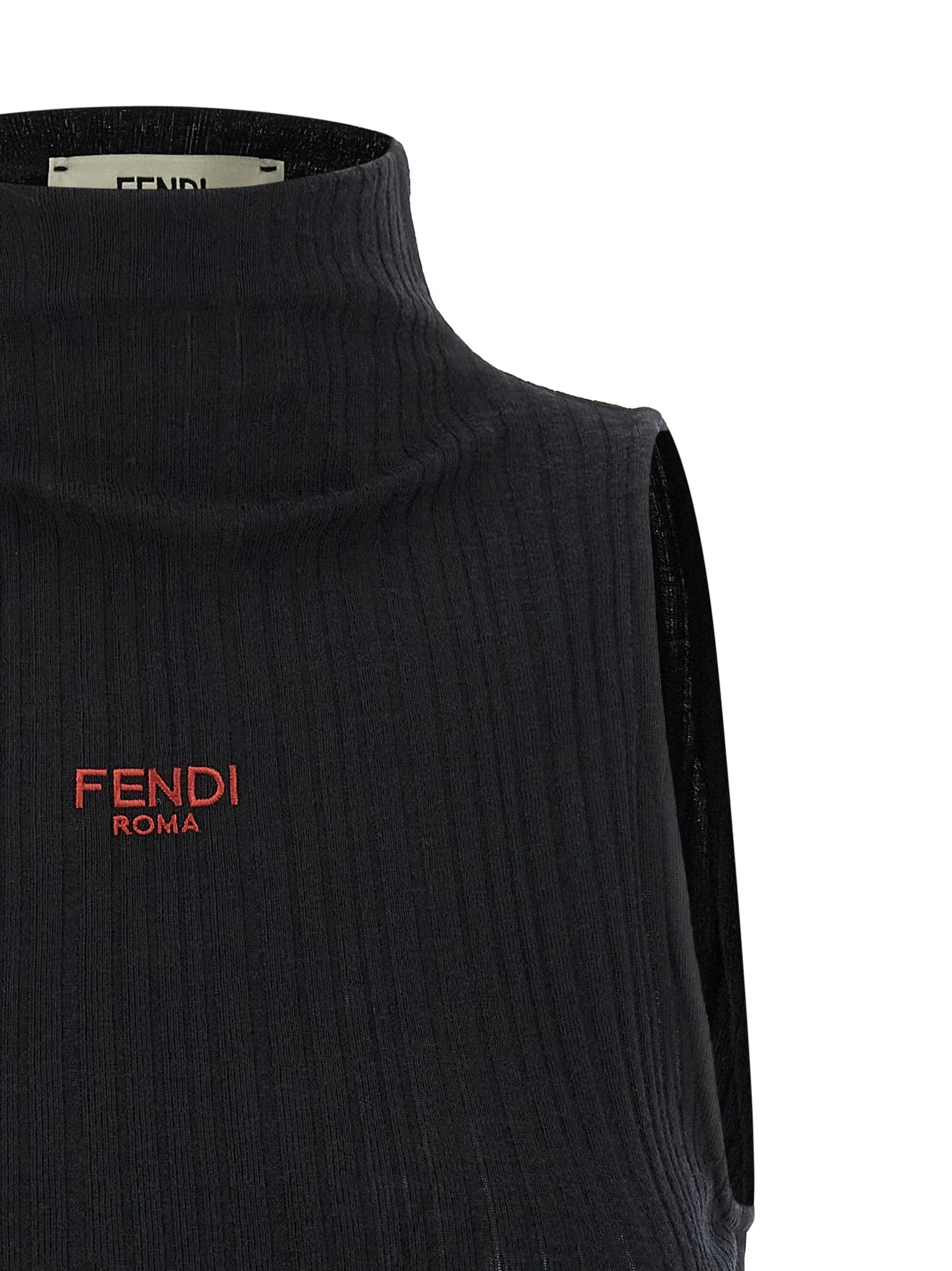 Fendi Black Polyester Sleeveles T-Shirt - IT42