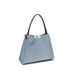 Fendi Blue Calf Leather Bos Taurus Shoulder Bag