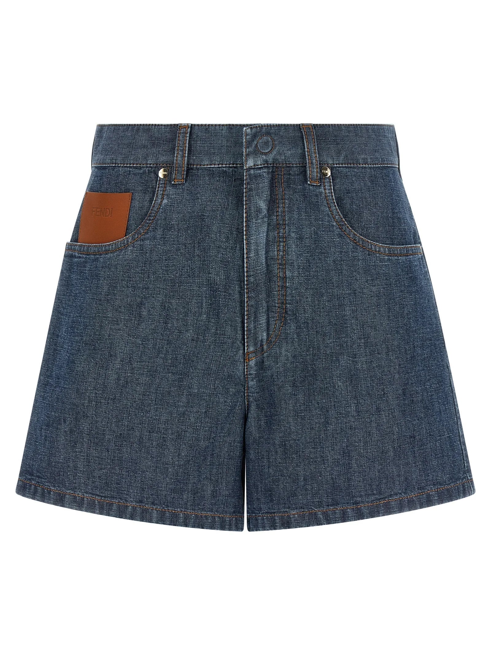 Fendi Blue Cotton Bermuda Shorts
