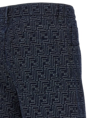 Fendi Blue Cotton Bermuda Shorts