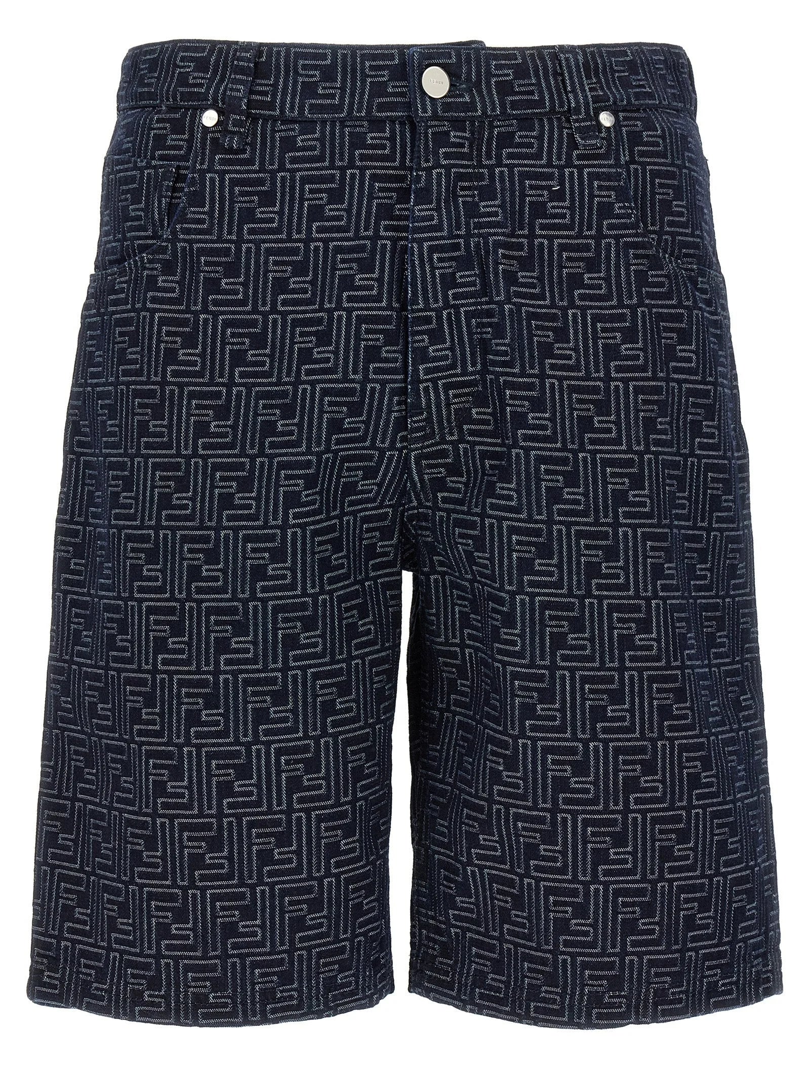 Fendi Blue Cotton Bermuda Shorts