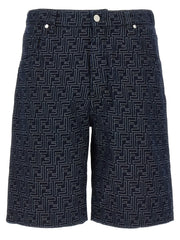 Fendi Blue Cotton Bermuda Shorts