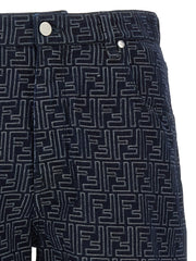 Fendi Blue Cotton Bermuda Shorts