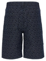 Fendi Blue Cotton Bermuda Shorts