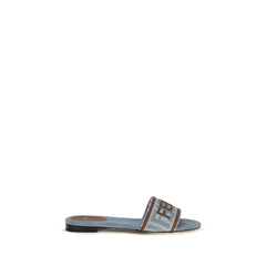 Fendi Blaue Baumwoll-Flatsandalen