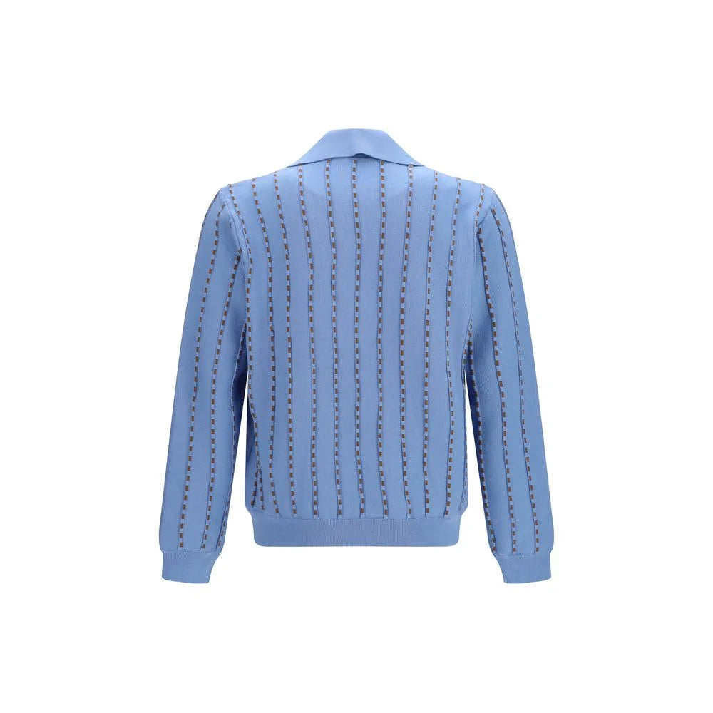 Modre bavlnene polo tričko Fendi