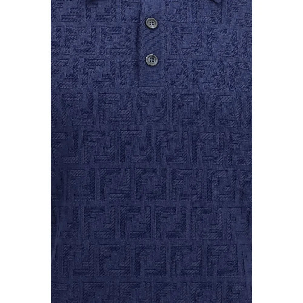 Fendi Blue Cotton Polo Shirt